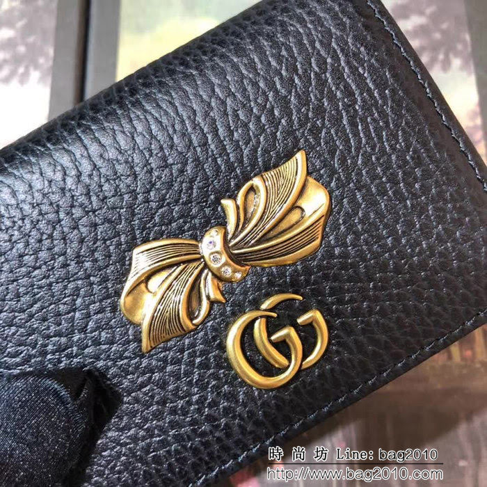 GUCCI古馳 頂級原單 2018早秋新品 女士雙折皮夾 524289 黑配粉 WTG2063